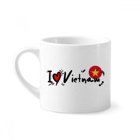 Dıythinker 170 ml Beyaz I Love Vietnam Kelime Bayrağı Aşk Kalp İllüstrasyon Mini Kahve Seramik Kupa
