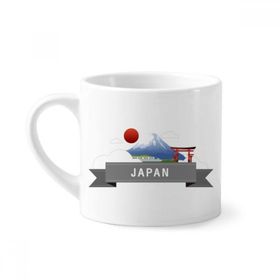 Dıythinker 170 ml Beyaz Japon Dağı Fuji Kırmızı Güneş Rayı Tren Tapınağı Mini Kahve Seramik Kupa