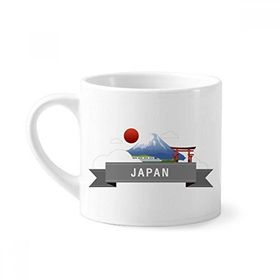 Dıythinker 170 ml Beyaz Japon Dağı Fuji Kırmızı Güneş Rayı Tren Tapınağı Mini Kahve Seramik Kupa