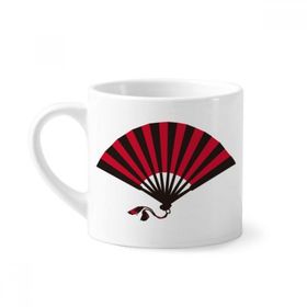Dıythinker 170 ml Beyaz Japon Kırmızı Siyah Fan Mini Kahve Seramik Kupa