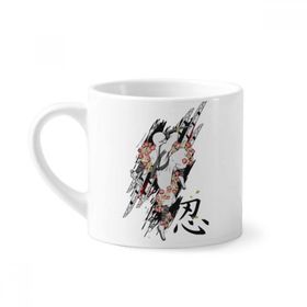 Dıythinker 170 ml Beyaz Japon Kültürü Ninja Samurai Kılıç Mini Kahve Seramik Kupa