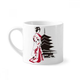 Dıythinker 170 ml Beyaz Japon Tarzı Kimono Kız Mini Kahve Seramik Kupa