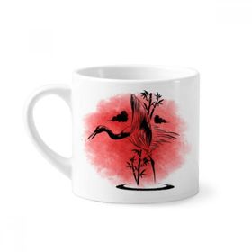 Dıythinker 170 ml Beyaz Japon Tarzı Kırmızı Vinç Mini Kahve Seramik Kupa
