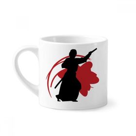 Dıythinker 170 ml Beyaz Japonya Asya Samuray Katana Sakura Parry Silüeti Mini Kahve Seramik Kupa