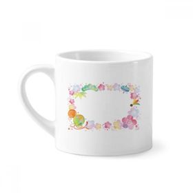 Dıythinker 170 ml Beyaz Jiroskop Sakura Desenli Geometri Mini Kahve Seramik Kupa