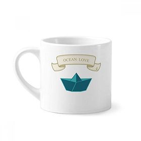 Dıythinker 170 ml Beyaz Kağıt Katlanır Okyanus Sevgi Deniz Yelkenli Tekne Mini Kahve Seramik Kupa