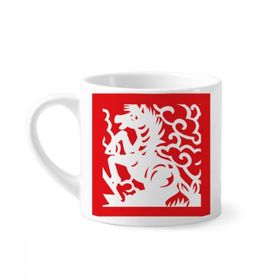 Dıythinker 170 ml Beyaz Kağıt Kesimli At Hayvan Çin Zodyak Mini Kahve Seramik Kupa