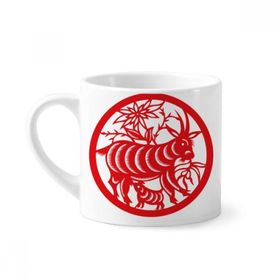 Dıythinker 170 ml Beyaz Kağıt Kesimli Koyun Hayvan Çin Zodyak Sanatı Mini Kahve Seramik Kupa