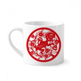 Dıythinker 170 ml Beyaz Kağıt Kesimli Maymun Hayvan Çin Zodyak Sanatı Mini Kahve Seramik Kupa