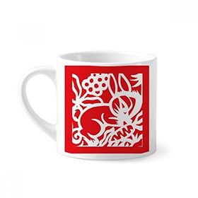 Dıythinker 170 ml Beyaz Kağıt Kesimli Tavşanlar Hayvan Çin Zodyak Mini Kahve Seramik Kupa