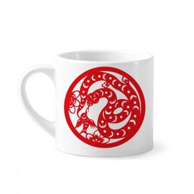 Dıythinker 170 ml Beyaz Kağıt Kesimli Yılan Hayvan Çin Zodyak Sanatı Mini Kahve Seramik Kupa