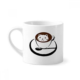 Dıythinker 170 ml Beyaz Kahve Seramik Kupa İllüstrasyon Sevimli Kedi Desenli Mini Kahve Seramik Kupa