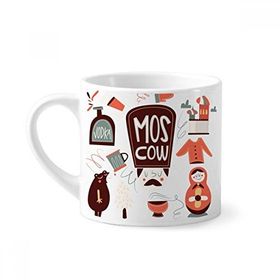 Dıythinker 170 ml Beyaz Kahverengi Ayı Matreshkas Rusya Kültürü Mini Kahve Seramik Kupa