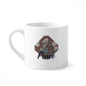 Dıythinker 170 ml Beyaz Kahverengi Çiçek Bitki Boyası Mini Kahve Seramik Kupa