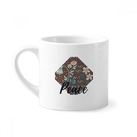 Dıythinker 170 ml Beyaz Kahverengi Çiçek Bitki Boyası Mini Kahve Seramik Kupa