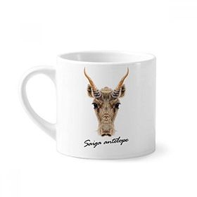 Dıythinker 170 ml Beyaz Kahverengi Vahşi Saiga Antilop Hayvan Mini Kahve Seramik Kupa