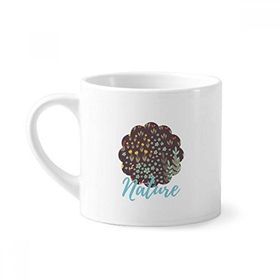 Dıythinker 170 ml Beyaz Kahverengi Yaprak Çiçek Bitki Boyası Mini Kahve Seramik Kupa