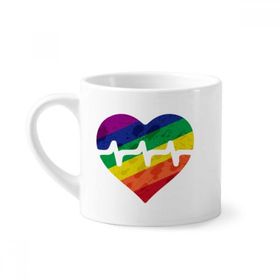 Dıythinker 170 ml Beyaz Kalp Elektron LGBT Gökkuşağı Mini Kahve Seramik Kupa