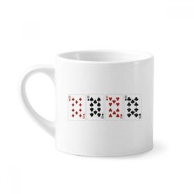 Dıythinker 170 ml Beyaz Kalp Kürek Elmas Kulüp 10 Desenli Mini Kahve Seramik Kupa