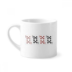 Dıythinker 170 ml Beyaz Kalp Kürek Elmas Kulüp 10 Desenli Mini Kahve Seramik Kupa
