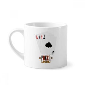 Dıythinker 170 ml Beyaz Kalp Kürek Elmas Kulüp A Desenli Mini Kahve Seramik Kupa