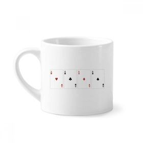Dıythinker 170 ml Beyaz Kalp Kürek Elmas Kulüp Desenli Mini Kahve Seramik Kupa