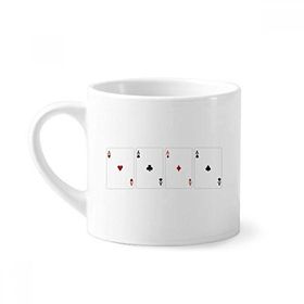 Dıythinker 170 ml Beyaz Kalp Kürek Elmas Kulüp Desenli Mini Kahve Seramik Kupa