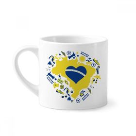 Dıythinker 170 ml Beyaz Kalp Şeklinde Sipariş Brezilya Haritaları Mini Kahve Seramik Kupa