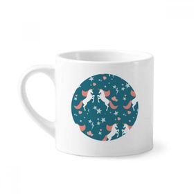 Dıythinker 170 ml Beyaz Kalp Şimşek Yıldız Tek Boynuzlu At Desenli Mini Kahve Seramik Kupa