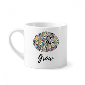 Dıythinker 170 ml Beyaz Kalp Yaprakları Çizim Sanatı Bitki Mini Kahve Seramik Kupa