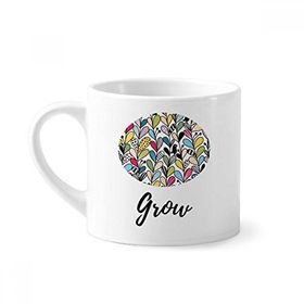 Dıythinker 170 ml Beyaz Kalp Yaprakları Çizim Sanatı Bitki Mini Kahve Seramik Kupa