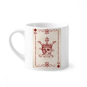 Dıythinker 170 ml Beyaz Kalpler Kürek Kırmızı Taç İskelet Poker Kartı Mini Kahve Seramik Kupa