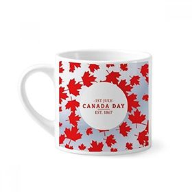 Dıythinker 170 ml Beyaz Kanada Günü 4 Temmuz EST 1867 Akçaağaç Yaprağı Mini Kahve Seramik Kupa