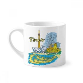 Dıythinker 170 ml Beyaz Kanada Lezzeti Toronto Manzarası Kent Simgesi Mini Kahve Seramik Kupa