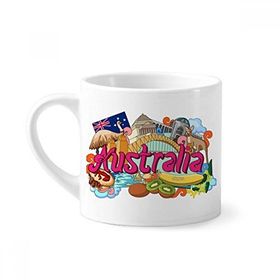 Dıythinker 170 ml Beyaz Kanguru Limanı Köprüsü Avustralya Grafiti Mini Kahve Seramik Kupa