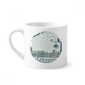 Dıythinker 170 ml Beyaz Kar Ağacı Kuş Şehir Sokak Lambası Mini Kahve Seramik Kupa