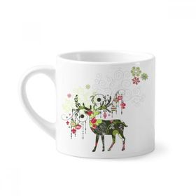 Dıythinker 170 ml Beyaz Kar Tanesi Fener Geyik Mini Kahve Seramik Kupa