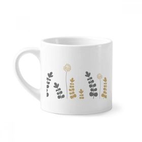 Dıythinker 170 ml Beyaz Karahindiba Soyut Bitkiler Sanatsal Mini Kahve Seramik Kupa