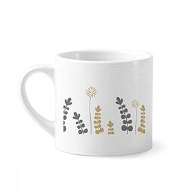 Dıythinker 170 ml Beyaz Karahindiba Soyut Bitkiler Sanatsal Mini Kahve Seramik Kupa