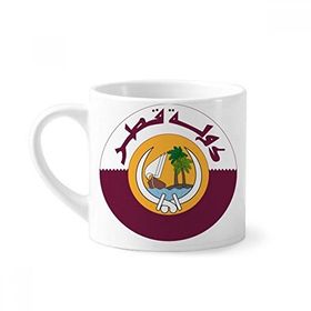 Dıythinker 170 ml Beyaz Katar Asya Ulusal Amblem Mini Kahve Seramik Kupa