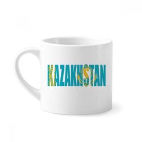 Dıythinker 170 ml Beyaz Kazakistan Ülke Bayrağı İsim Mini Kahve Seramik Kupa