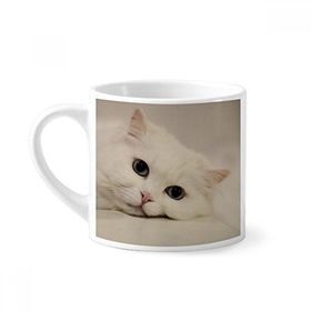 Dıythinker 170 ml Beyaz Kedi Beyaz Kedi Evcil Hayvan Hayvan Rahatlatıcı Mini Kahve Seramik Kupa