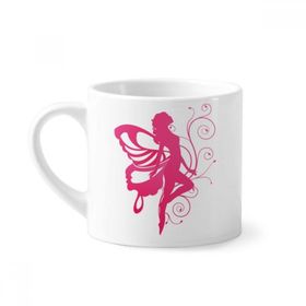 Dıythinker 170 ml Beyaz Kelebek Pembe Kanatlı Güzel Melek Mini Kahve Seramik Kupa
