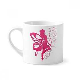 Dıythinker 170 ml Beyaz Kelebek Pembe Kanatlı Güzel Melek Mini Kahve Seramik Kupa