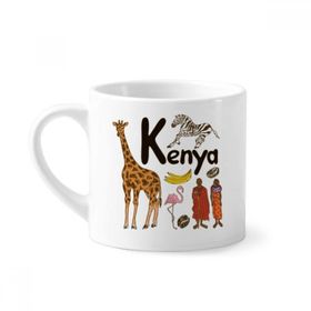 Dıythinker 170 ml Beyaz Kenya Ulusal Simge Simgesi Desenli Mini Kahve Seramik Kupa