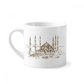 Dıythinker 170 ml Beyaz Kilise Simgesi Eskiz Manzara Mini Kahve Seramik Kupa