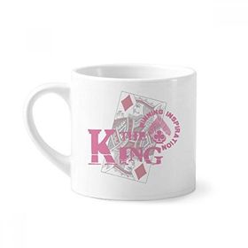 Dıythinker 170 ml Beyaz King Oyun Kartları Kumar Aletleri Desenli Mini Kahve Seramik Kupa