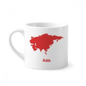 Dıythinker 170 ml Beyaz Kırmızı Asya İllüstrasyon Haritası Desenli Mini Kahve Seramik Kupa