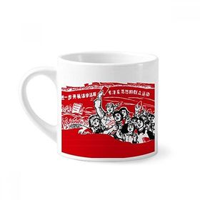Dıythinker 170 ml Beyaz Kırmızı Bayrak Şapka Mao Zedong Anthology Mini Kahve Seramik Kupa