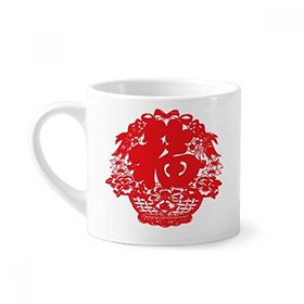 Dıythinker 170 ml Beyaz Kırmızı Çin Feneri Geleneksel Desen Mini Kahve Seramik Kupa
